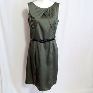 NWT Dressbarn Dark Green Belted Sheath Dress